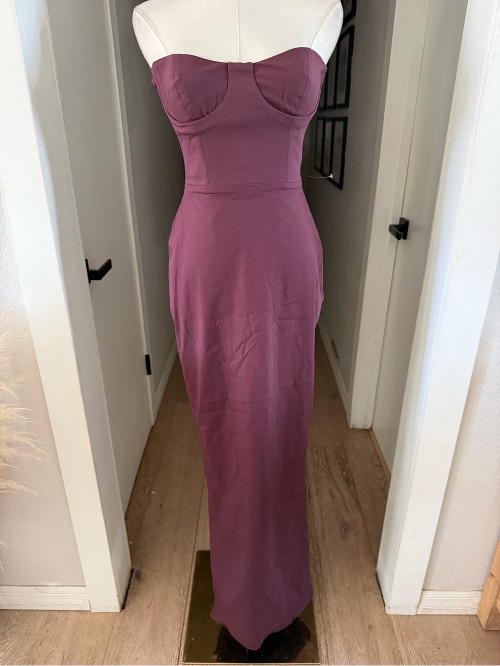 House of CB Strapless Plum Bodycon Maxi Dress Sz S Plus Cup MSRP $285 NEW - Picture 4 of 10